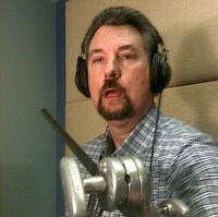 David Mullich at voice-over recording session.